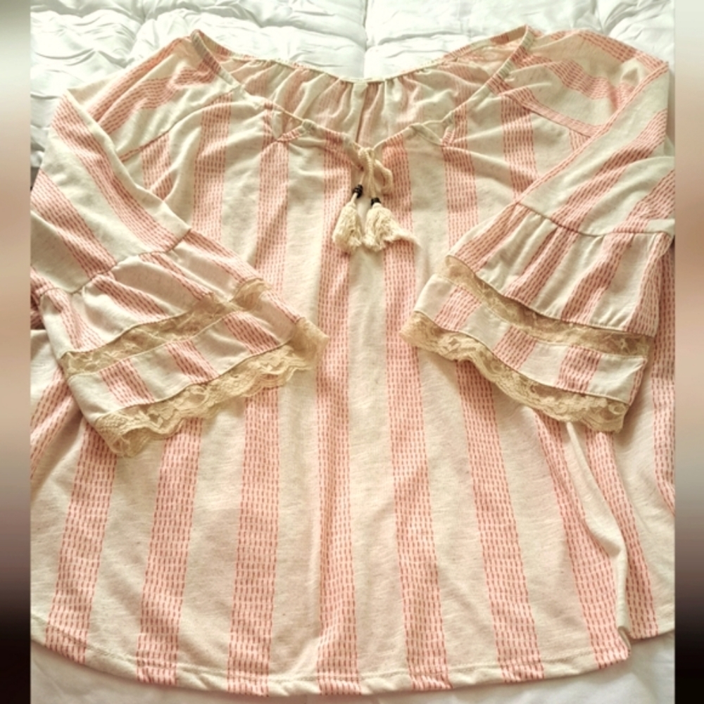 Boho lace trimmed top
